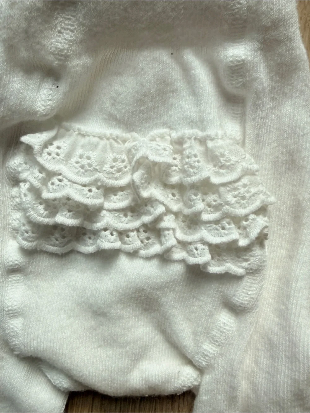 Janie and Jack White Ruffle Tights 6-12M